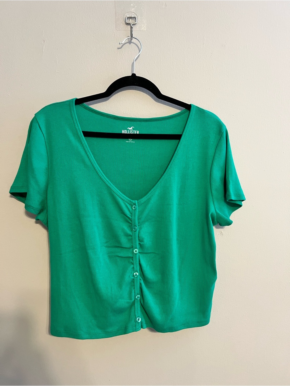 Hollister - V-Neck Button Front Top - Green | Women's XXL
